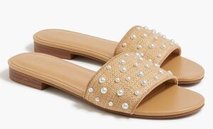 J Crew NWT Woven Pearl Slide Sandals 6